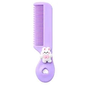 Hot Selling Hair Smooth Detangling Flat Wide Tooth Comb with Animal Patches Cute Hair Brush for Kids