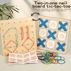 Rompecabezas STEM para Niños, Tablero Geométrico de Doble Cara, Manipulativo Matemático 2 en 1, Juego de Tres en Raya de Madera - Product Image 6
