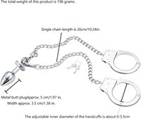 BDSM - Plug anal avec menottes métalliques verrouillables - Ensemble de restraints en acier inoxydable pour poignets - Jouets sexuels pour adultes - Jeux sexy pour femmes et couples