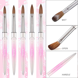 Ensemble de pinceaux à ongles en acrylique 100% Kolinsky, manche en métal rose dégradé avec emballage en tube PVC pour salon - Product Image 1