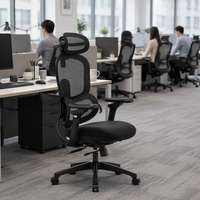 Fauteuil de direction ergonomique pivotant et réglable en maille, avec dossier haut, pour bureau à domicile, avec fonction de levage électrique