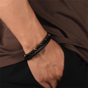 Bracelet « À mon fils, protégé par l'amour » pour hommes, avec perles en œil de tigre et fermoir en forme de cœur, bijoux cadeau - Product Image 3
