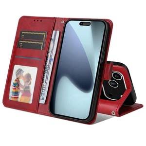 <span class=keywords><strong>เคส</strong></span>หนังแบบพับได้สำหรับ iPhone 18 Pro Max 17 16 15 14 พร้อมช่องใส่บัตร แม่เหล็กในตัว ป้องกันการกระแทก สีแดง - Product Image 3