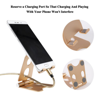 Support de téléphone pliable en aluminium avec logo personnalisé, double charnière pliable, support de téléphone et tablette pour bureau et maison