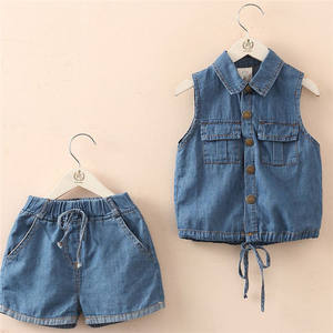 Conjuntos de Ropa para Niñas con Diseño de Bordado de Dibujos Animados Coreanos OEM, Chalecos y Pantalones Cortos de Mezclilla - Product Image 4