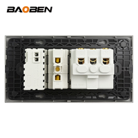 BAOBEN Panneau de prise italienne EU avec USB-C et USB-A, Module d'interrupteur DIY gris