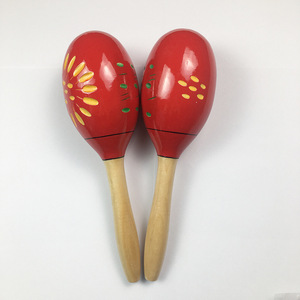 Maracas en bois rouge pour enfants, instrument de musique rythmique, hochet, jouet maracas, instrument de percussion Orff en gros - Product Image 4