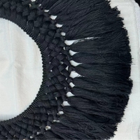 Accessoires vestimentaires, textiles de maison, jupes décoratives de style chinois haut de gamme, tissés à la main, avec franges et pompons noirs, de la marque Jiay.