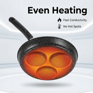 Oem personalizzato 3 fori cibo-Safe uovo hamburger Mini Omelette Non Stick <span class=keywords><strong>padella</strong></span> con manico lungo - Product Image 5