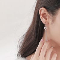 Personnalité dames 925 argent Sterling coeur Zircon boucles d'oreilles créoles gland chaîne boule perle boucles d'oreilles cadeau