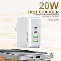 LDNIO A4403C-1 Pengisi Daya Ponsel Portabel 20W Pengisian Cepat, Pengisi Daya Perjalanan, Pengisi Daya Dinding Multi Port untuk Ponsel