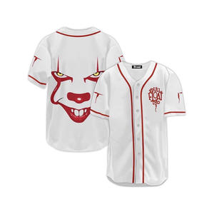 Özel cadılar bayramı spor korku desen kısa kollu Jersey amerikan beyzbol ve softbol aşınma için boyun düğmesi ile Rugby hırka - Product Image 4