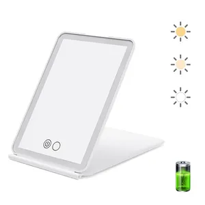 Miroir de poche carré à LED, lumières LED de voyage, petit miroir de maquillage Portable