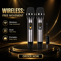 Microphone dynamique sans fil portable à double canal avec récepteur, microphone à main pour karaoké, amplificateur de son