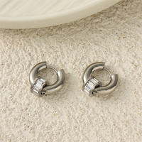 Boucles d'oreilles créoles en acier inoxydable avec cristaux, mignonnes et tendance, pour femmes, accessoires étanches, bijoux de mode pour l'oreille, vente en gros
