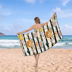 Toalla de playa de microfibra personalizada, transferencia de calor estampada con toalla de baño, para deportes grandes y Fitness