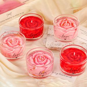 Romantic Rose Flower Scented Candle Glass <b>Cup</b> Gold Foil Aroma Candle Valentine Home Table Decor Gift - Product Image 2