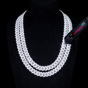 Hiphop VVS Diamant 2 rangées 8mm 10mm 12mm 15mm S925 Argent GRA Moissanite Collier Mans Cubain Lien Chaîne pour Bijoux De Mode - Product Image 4
