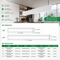 Luminaire linéaire architectural suspendu blanc 60W en aluminium, idéal pour table à manger et bureau, directement de l'usine