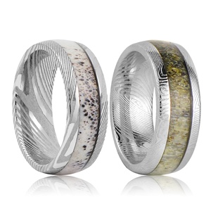 Nhẫn Damascus Khảm Nam Damascus Nhẫn Thép Trống - Product Image 4