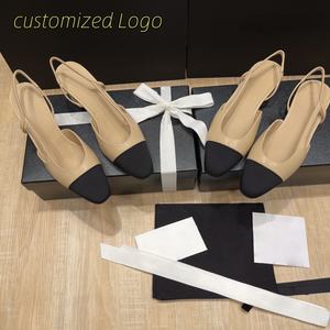 <span class=keywords><strong>Scarpe</strong></span> Sandali Slingback di Lusso da Donna Estivi Firmati in Vera Pelle, Décolleté a Punta Chiusa con <span class=keywords><strong>Tacco</strong></span> Medio, Mocassini Bassi da Donna - Product Image 1