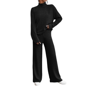 Jersey 100% suéter de Cachemira conjunto doble Rib suéter suelto <span class=keywords><strong>pantalones</strong></span> conjuntos de Cachemira de punto 100% conjunto de mujer de Cachemira - Product Image 2