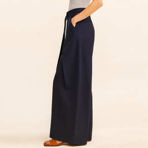 Nouveaux modèles OEM de vêtements pour femmes, <span class=keywords><strong>pantalon</strong></span> formel <span class=keywords><strong>à</strong></span> taille ajustable, <span class=keywords><strong>pantalon</strong></span> long <span class=keywords><strong>à</strong></span> jambes larges, plissé, <span class=keywords><strong>pantalon</strong></span> pour femmes - Product Image 3