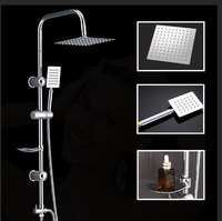 Ensemble de Douche Mural à Effet Pluie en Acier Inoxydable Chromé pour Eau Chaude et Froide