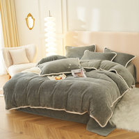 Ensemble de literie en velours, Textile super doux, couvre-lit croisé pour hiver, lait épais, 4 pièces