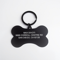 Etiquetas de Metal grabadas para perro, identificación de Mascota, Collar, forma de hueso, grabado láser, identificación de perro, con anillo