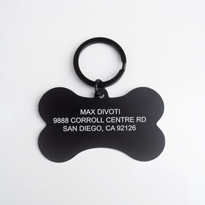 Metallo Dog Tags Inciso In Metallo Pet ID Nome Tag Collare Bone Forma Laser Incisione In Metallo Cane ID Tag con Anello - Product Image 5