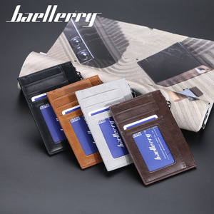 กระเป๋าใส่บัตรผู้ชาย Baellerry หนัง PU บางเฉียบ ช่องใส่บัตรหลายช่อง กระเป๋าใส่เหรียญแบบมีซิป สีน้ำตาลกาแฟ - Product Image 4
