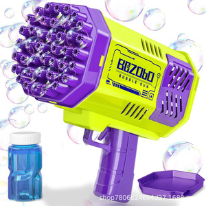 Net Red Super Large Máquina automática de burbujas de mano Lanzacohetes de 69 agujeros con luz Gatling Juguete para niños Hecho de plástico - Product Image 1