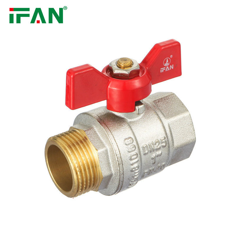 Válvula de gas de latón con manija de mariposa FM