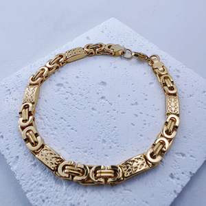 Позолоченная цепочка из нержавеющей стали PVD, золото+сталь, ручной работы, двухцветная цепочка (черный+сталь), браслет в стиле панк, ювелирные аксессуары - Product Image 5