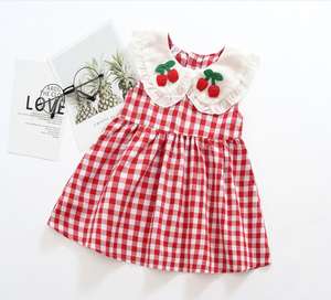 Robes d'été pour enfants en gros à prix abordable, jolies robes cerises rouges, style coréen, vêtements tendance pour filles - Product Image 2