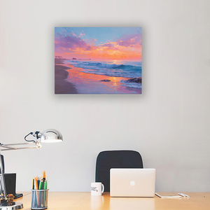 Abstrait bleu paysage 3D fait à la main mur Art peint à la main paysage marin peinture taille personnalisée peinture à l'huile sur toile - Product Image 3