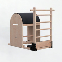 Ensemble Pilates Reformer Ladder Barrel en bois d'acacia pour studios de yoga à usage commercial ; Équipement d'entraînement correcteur de posture, ensemble cinq pièces