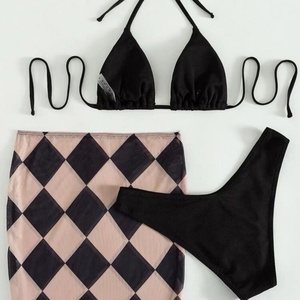 Fabricante de Trajes de Baño Personalizados 2023, Traje de Baño de 3 Piezas para Mujer, Bikini Sexy con Tanga y Malla - Product Image 2