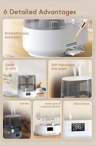 थोक ठंडा धुंध स्पर्श नियंत्रण बड़े क्षमता शीर्ष भरने वाले 6l स्मार्ट अल्ट्रासोनिक ह्यूमिडिफायर डिफ्यूज़र डिफ्यूज़र डिफ्यूज़र को आवश्यक तेल ट्रे के साथ - Product Image 3