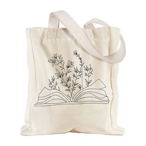 Bolsa de Compras Ecológica Personalizada, Reciclable, con Bolsillo, Bolsa de Lona de Algodón con Estampado Floral para Mujer, Diseño 2024 - Product Image 1