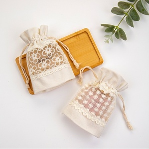 Pochette en <span class=keywords><strong>dentelle</strong></span>, sac cadeau, couleur unie, impression, fenêtre transparente, cordon de serrage, réutilisable, rangement pour clés, pièces de monnaie, <span class=keywords><strong>sachet</strong></span> de parfum, emballage - Product Image 3