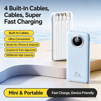 Batterie externe à charge rapide 10000 mAh PD QC avec câble double intégré, batterie de secours externe, Power Bank d'urgence pour l'extérieur 10000 mAh