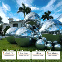 Boule miroir gonflable argentée, grands ballons brillants réfléchissants, robe de mariée pour événement festif, décoration de mariage, gonflables publicitaires