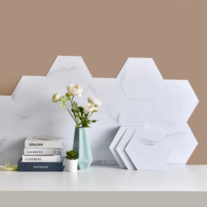 Papel Tapiz Autoadhesivo Hexagonal <span class=keywords><strong>3D</strong></span> Moderno con Textura Realista de Mármol, Adhesivo de Pared Impermeable, Venta al Por Mayor - Product Image 1