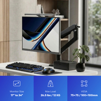 Support d'écran ergonomique Vision New Design à mouvement complet avec ressort à gaz pour bureau, compatible avec les moniteurs de 17 à 34 pouces