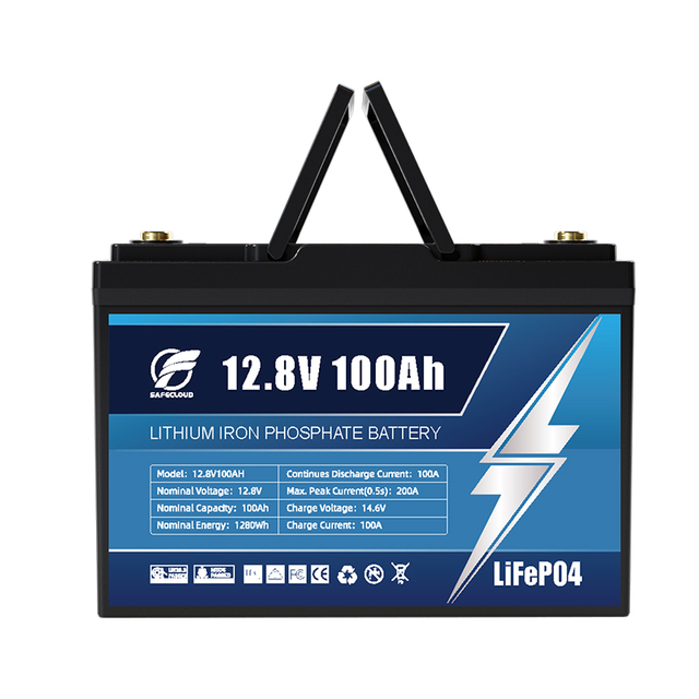 Deep Cycle 12V 100Ah 200Ah Lithium Ion Batteries Built Smart BMS With Bluetooth 12.8V LiFePO4 Battery for Solar/RV/Marine Boat