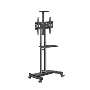 Support TV fixe robuste à grande capacité de charge avec gestionnaire de câbles Tiay, roulettes verrouillables en acier laminé à froid pour téléviseurs de 32'' à 75'' - Product Image 3