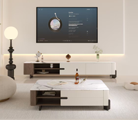 Meuble TV moderne minimaliste européen en bois fumé noir/noyer, console multimédia avec rangement pour salon et maison