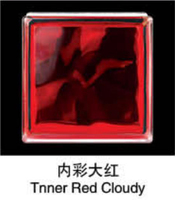 Bloc de verre creux carré teinté nuage orange, brique de verre ondulée à pigment interne pour séparateur de restaurant et mur décoratif